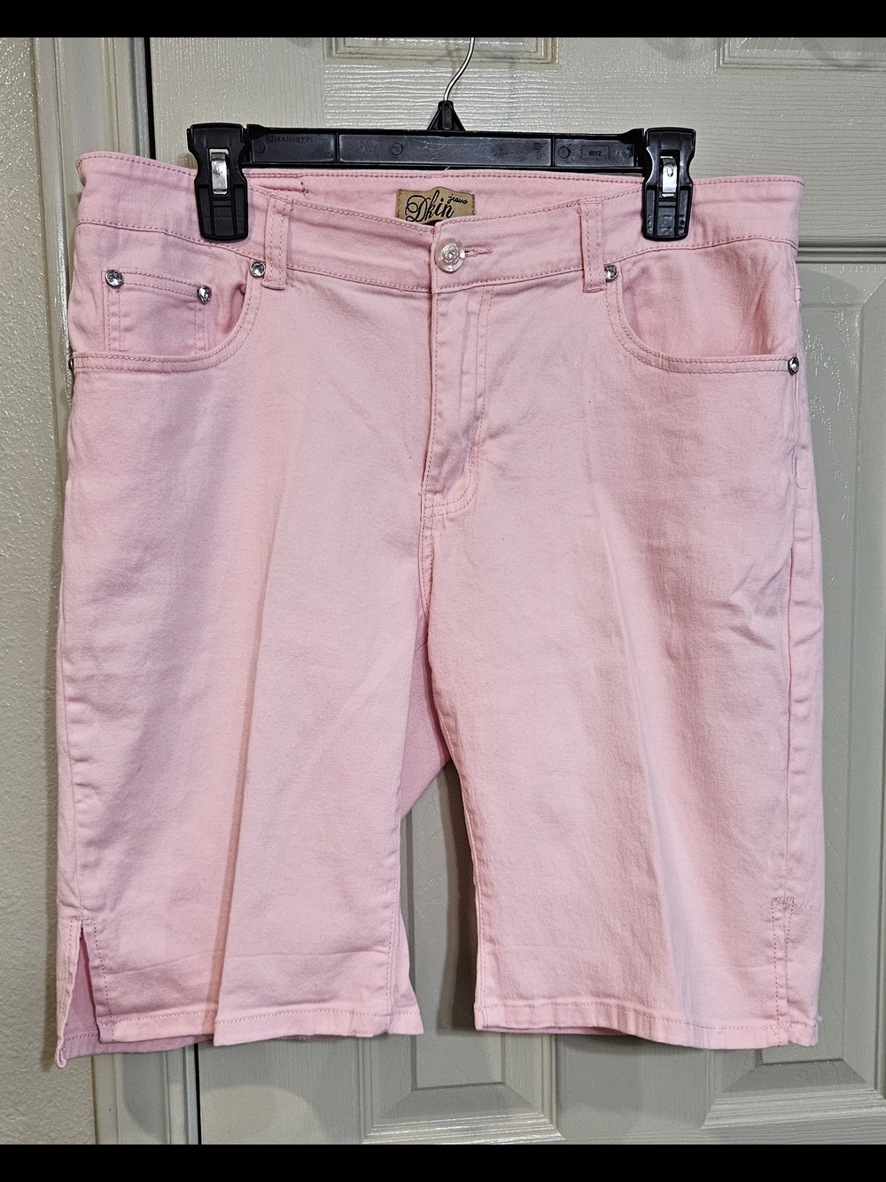 DKIN Pink Denim Bermuda Shorts for Women